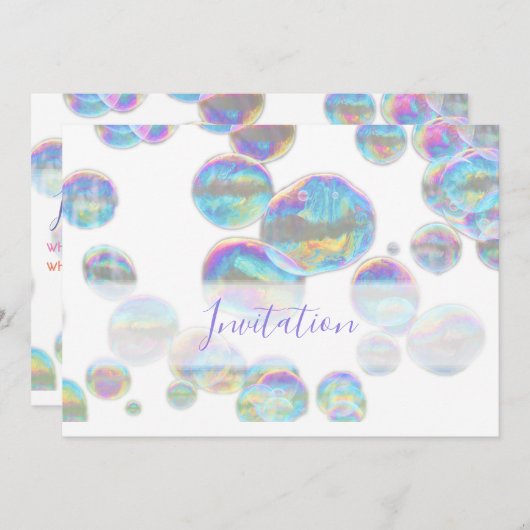 Farbige Blasen Geburtstagsfeier Einladung (Vorne/Hinten)