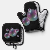Farbige Blasen Ofenhandschuh & Topflappen-Set (Vorderseite/Rückseite)