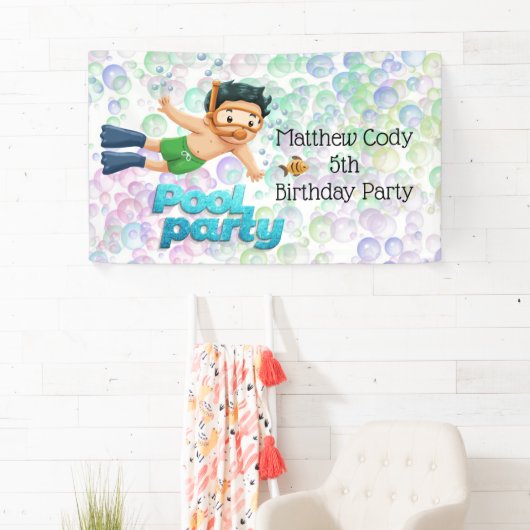 Farbige Blasen Pool Party Banner (Insitu)