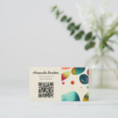 Farbige Blasen QR-Code-Visitenkarte Visitenkarte (Stehend Vorderseite)