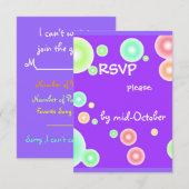 Farbige Blasen RSVP Karte (Vorne/Hinten)