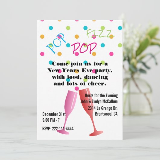 Farbige Blasen Silvester Party Einladung (Stehend Vorderseite)
