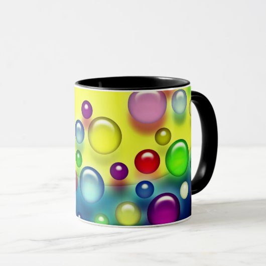 Farbige Blasen Tasse (VorderseiteRechts)