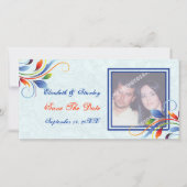 Farbige Blätter blass Save the Date (Vorderseite)