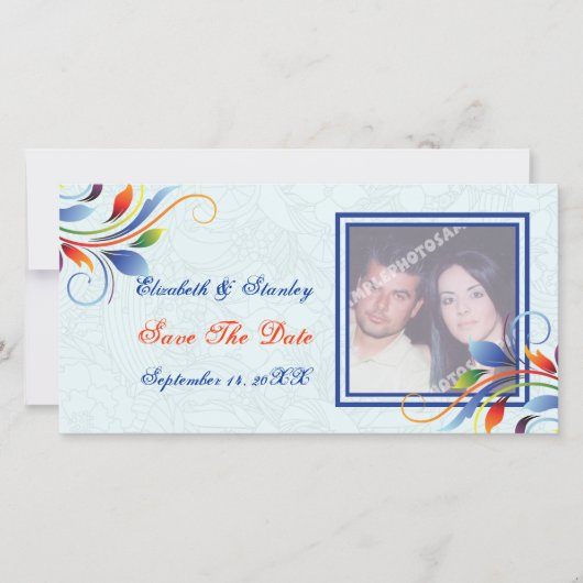 Farbige Blätter blass Save the Date (Vorderseite)