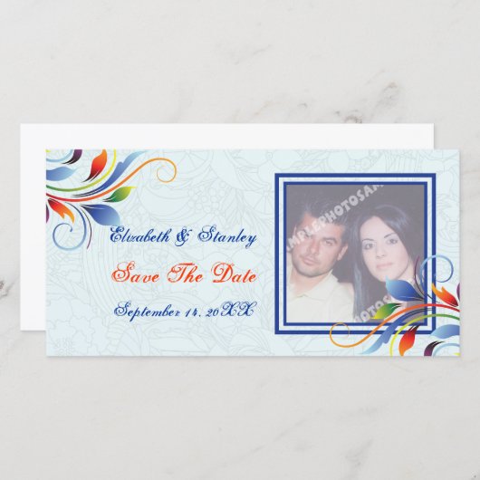 Farbige Blätter blass Save the Date (Vorne/Hinten)