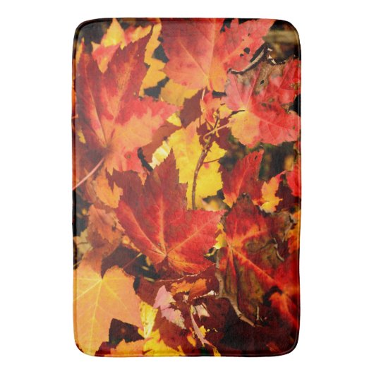 Farbige Blätter im Herbst, goldfarbenes orangefarb Badematte (Vorderseite Vertikal)