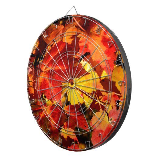Farbige Blätter im Herbst, goldfarbenes orangefarb Dartscheibe (Vorderseite rechts)