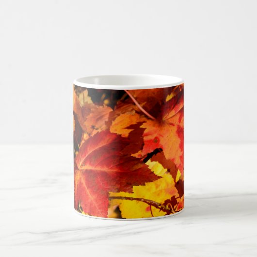 Farbige Blätter im Herbst, goldfarbenes orangefarb Kaffeetasse (Mittel)