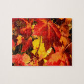 Farbige Blätter im Herbst, goldfarbenes orangefarb Puzzle (Horizontal)