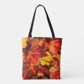 Farbige Blätter im Herbst, goldfarbenes orangefarb Tasche (Rückseite)