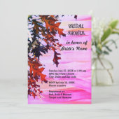 Farbige Blätter im Herbst Swirl aus rosafarbenem B Einladung (Stehend Vorderseite)