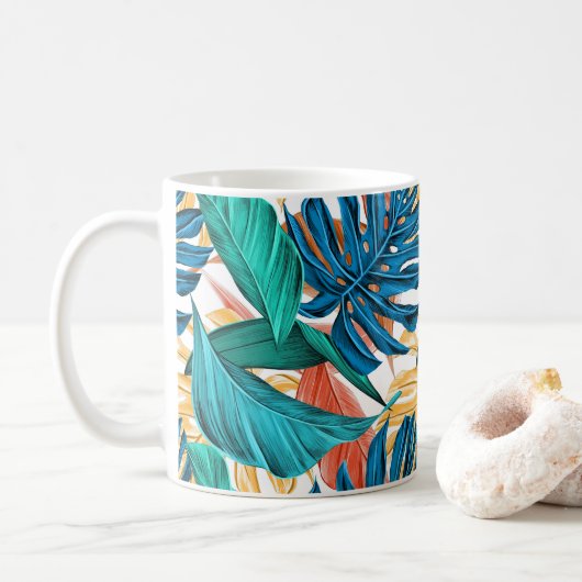 Farbige Blätter Kaffeetasse (Mit Donut)