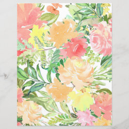 Farbige Blätter mit Blumenpapier - pfirsich und gr