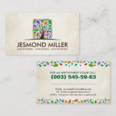 Farbige Blätter mit geometrischem Quadrat Visitenkarte (Vorne/Hinten)