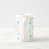 Farbige Blätter Muster in Weiß Porzellantasse (Rückseite)