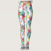 Farbige Blätter und Bio Formen Leggings (Vorderseite)