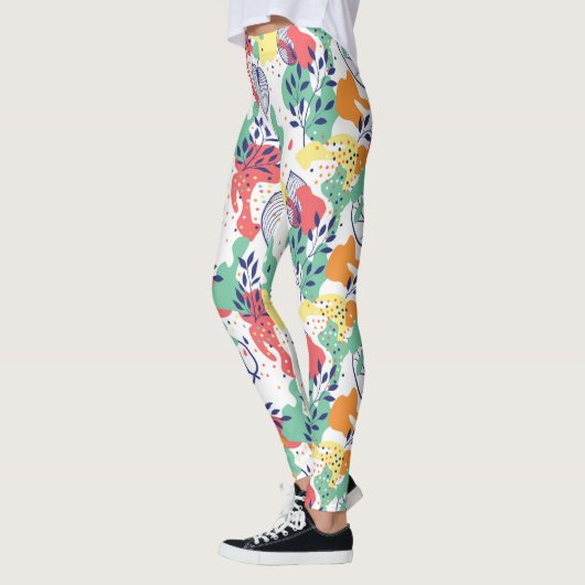 Farbige Blätter und Bio Formen Leggings (Links)