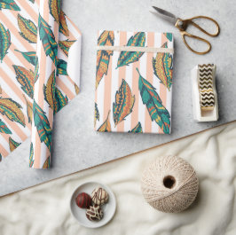 Farbige Blätter und Streifen einzigartig Geschenkpapier