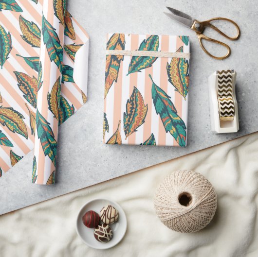 Farbige Blätter und Streifen einzigartig Geschenkpapier (Kunsthandwerk)