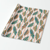 Farbige Blätter und Streifen einzigartig Geschenkpapier (Ungerollt)