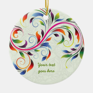 Farbige Blattrolle, Limette Blumen Retro-Ornament Keramik Ornament