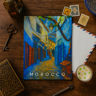 Farbige Blaue Chefchaouen Marokko Medina Postkarte