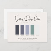 Farbige blaue Farbpalette mit Hex-Codes Postkarte (Vorne/Hinten)