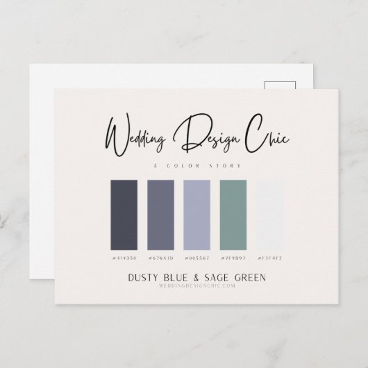 Farbige blaue Farbpalette mit Hex-Codes Postkarte (Vorne/Hinten)