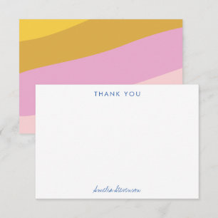 Farbige Blaue Gelbe Rosa Streifen Personalisiert Dankeskarte
