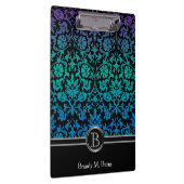 Farbige blaue, grüne und Lila BlumenDamaskus Klemmbrett (Rechts)