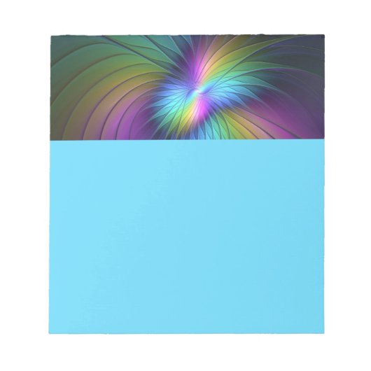 Farbige Blaue Moderne Abstrakte Fractal-Kunst Notizblock (Vorderseite)