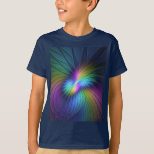 Farbige Blaue Moderne Abstrakte Fraktal-Kunst T-Shirt