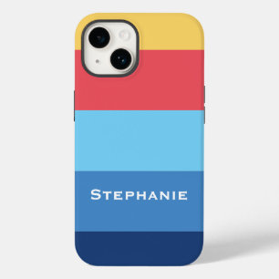 Farbige Blaue Rote Orange Abstrakte Streifen Name Case-Mate iPhone 14 Hülle