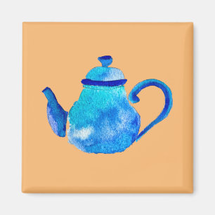 Farbige blaue Teekanne Magnet
