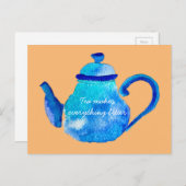 Farbige blaue Teekanne Postkarte (Vorne/Hinten)