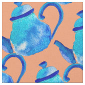Farbige blaue Teekanne Stoff (Nahaufnahme)