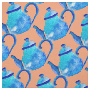 Farbige blaue Teekanne Stoff