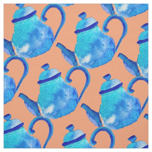 Farbige blaue Teekanne Stoff (Muster)