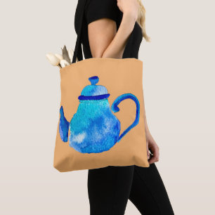 Farbige blaue Teekanne Tasche