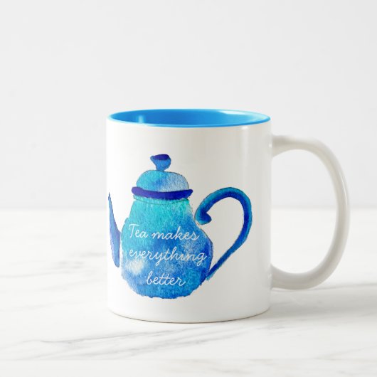 Farbige blaue Teekanne Zweifarbige Tasse (Rechts)