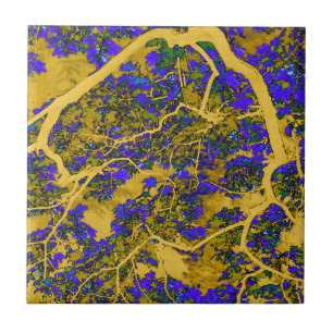 Farbige blaue und gelbe Bäume Fliese