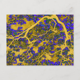 Farbige blaue und gelbe Bäume Postkarte