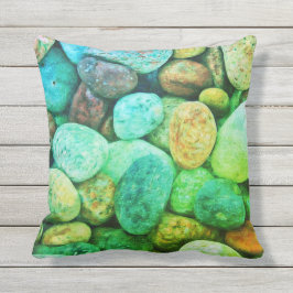 Farbige blaue und grüne Steine Kissen