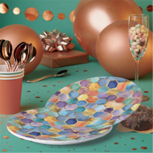 Farbige Blaue Violette Orange Gelbe Geburtstag Pappteller