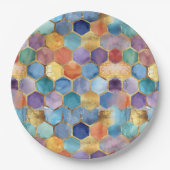 Farbige Blaue Violette Orange Gelbe Geburtstag Pappteller (Vorderseite)