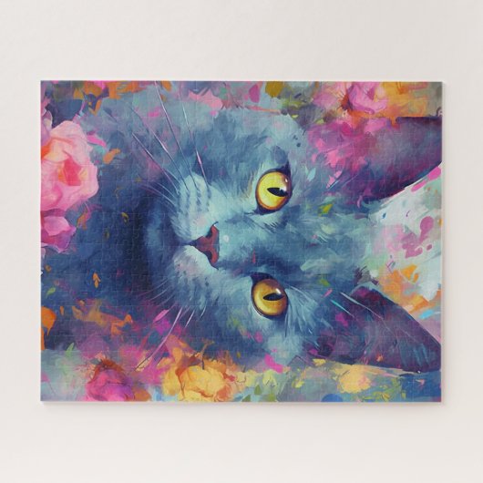 Farbige Blaukatze Puzzle (Horizontal)