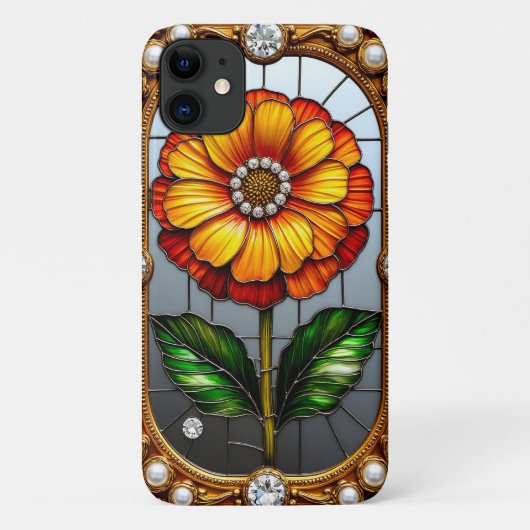 Farbige Bleiglasblume Case-Mate iPhone Hülle (Rückseite)