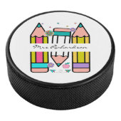 Farbige Bleistift-Lehrerin Eishockey Puck (3/4)