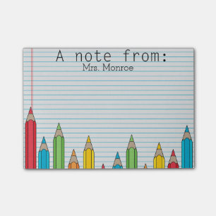 Farbige Bleistift Personalisiert Lehrer Beitrag Hi Post-it Klebezettel
